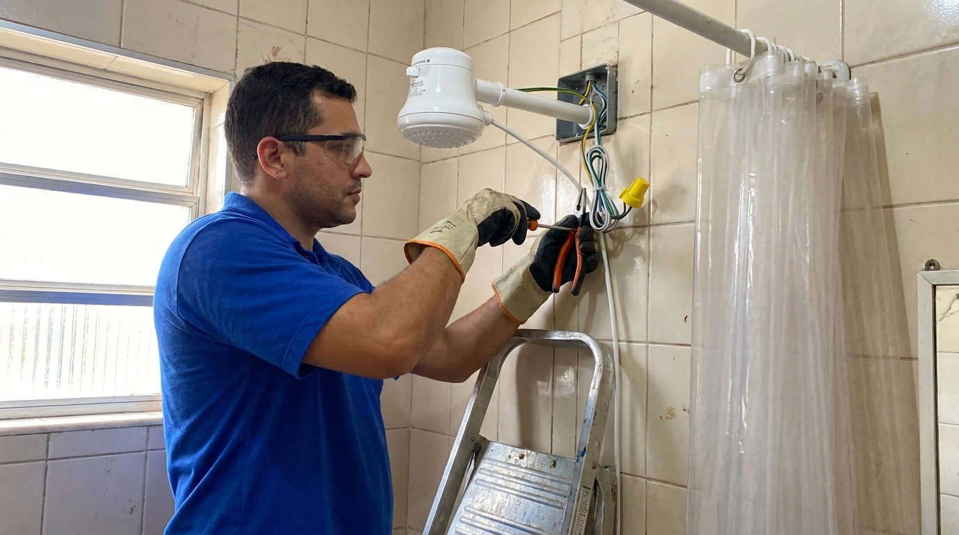 Instalacao de chuveiro eletrico residencial em Campinas‑SP