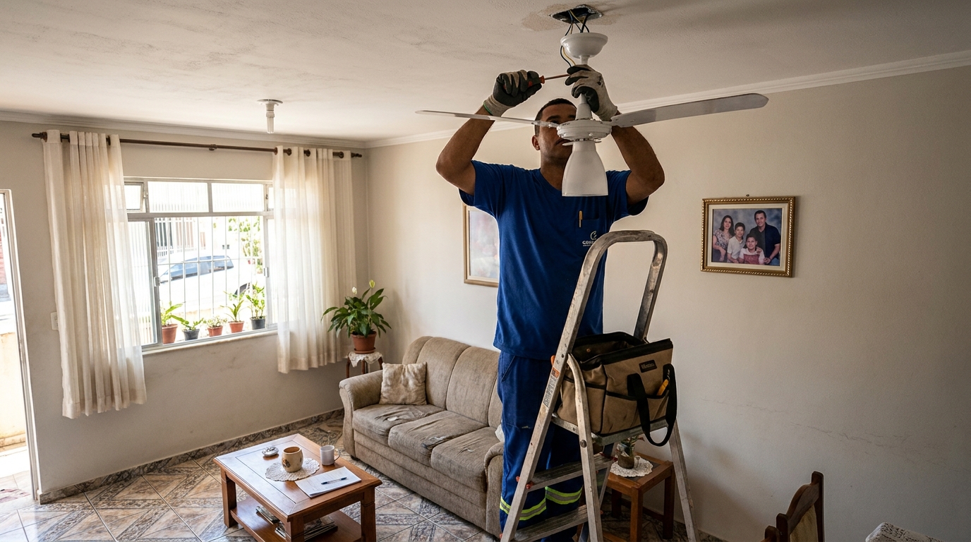 Instalacao de ventilador de teto residencial em Campinas‑SP