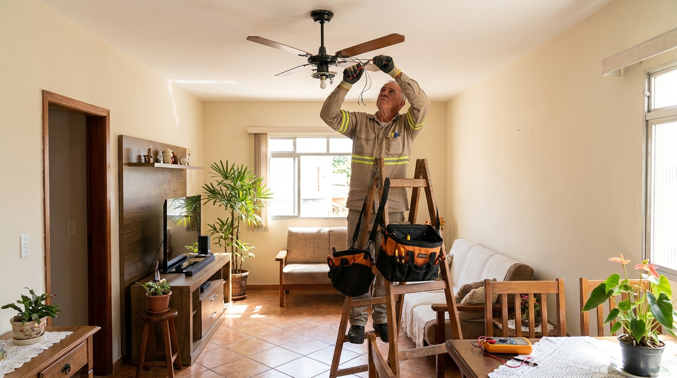 Montagem de ventilador de teto em Campinas‑SP